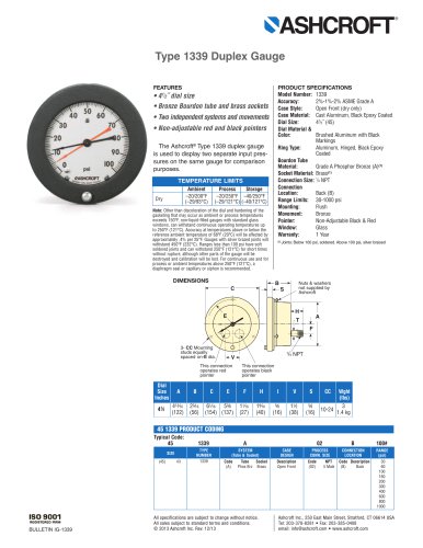 Type 1339 Duplex Gauge