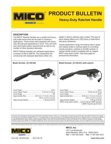 Heavy Duty Ratchet Handle Promotional Sheet