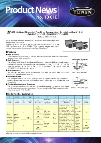 LSVG-01/03EH (Direct linear servo operated valves, 3 ms response time.)