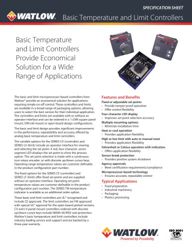 Basic Temperature and Limit Controllers