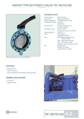 Technical Datasheet TW150 - TW200 Valve EBRO