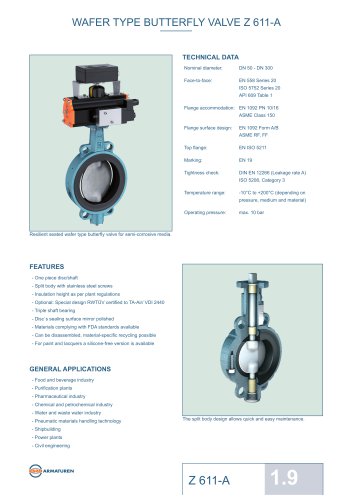 WAFER TYPE BUTTERFLY VALVE Z 611-A