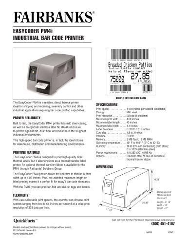 EasyCoder PM4i Industrial Bar Code Printer 