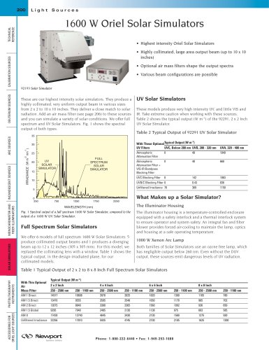 1600 W Oriel Solar Simulators