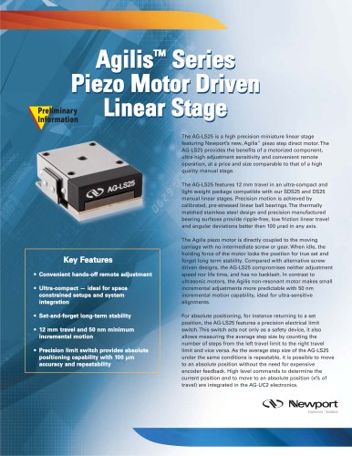 Agilis™ Series Piezo Motor Driven Preliminary Linear Stage