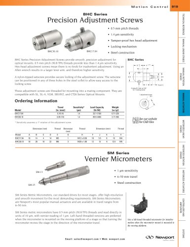 BHC Series Precision Adjustment Screws  