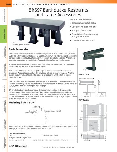 ERS97 Earthquake Restraints and Table Accessories, Space Saving Accessories  