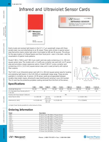 Infrared (IR) and Ultraviolet (UV) Sensor Cards  