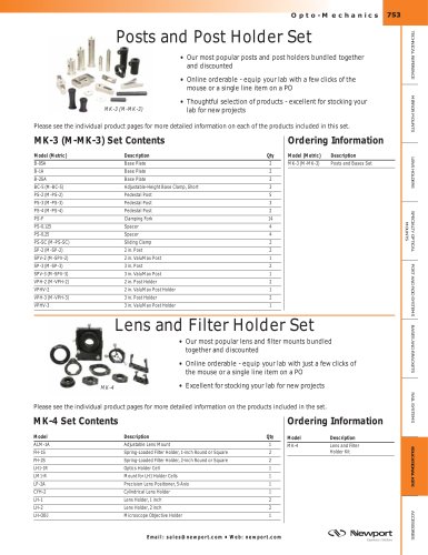 Lens and Filter Holder Set, Posts and Post Holder Set