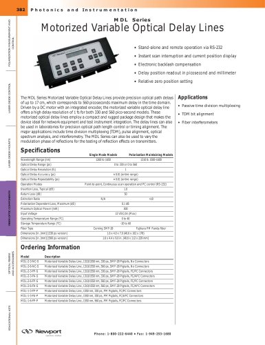 MDL Series Optical Fiber Delay Lines, Motorized