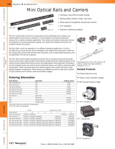 Mini Optical Rails and Carriers  