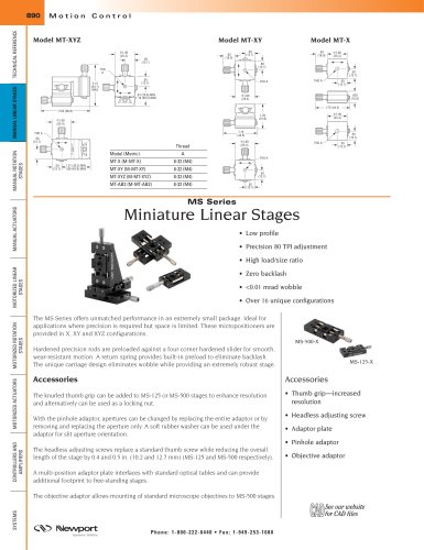 MS Series Miniature Linear Stages  