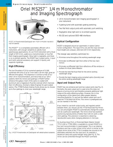 Oriel MS257™ 1/4 m Monochromator and Imaging Spectrograph  