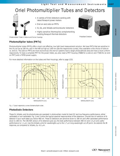 Oriel Photomultiplier Tubes and Detectors  