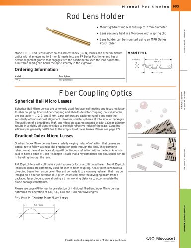 Rod Lens Holder, Fiber Coupling Optics