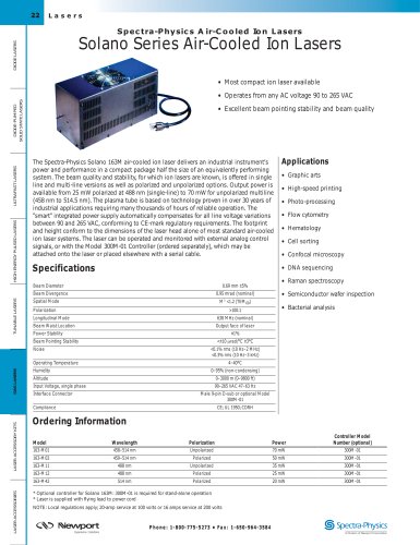 Solano Series Air-Cooled Ion Lasers  