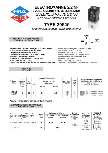 2-way diaphragm solenoid valve datasheet