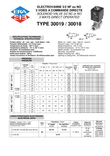 Direct acting 3/2 solenoid valve