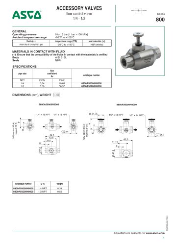 Catalogue-Accessories-Flow Controls and valves-800-Flow control valve