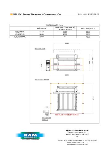 Cortadora automática de cuchilla alternante para el corte de poliuretano - SPL EV