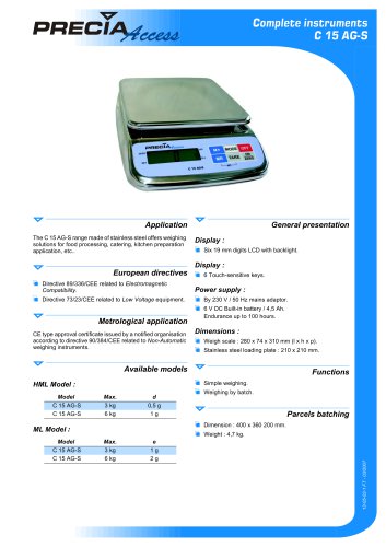 Weighing scale C 15 AG-S