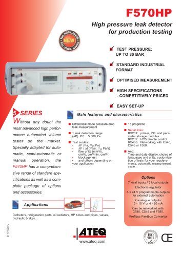 Leak test - High pressure : F 570 HP