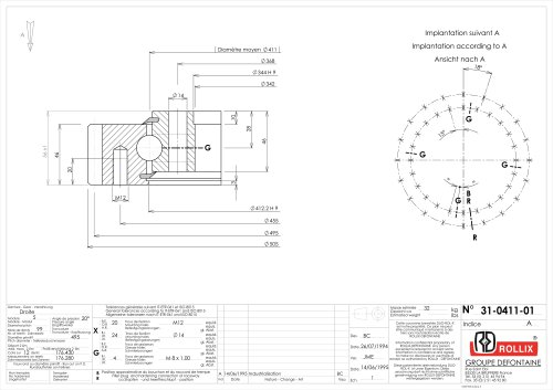 Slewing rings with square sections with external gear