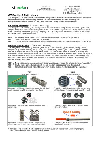 GX Family of Static Mixers