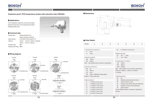 Explosion-proof RTD temperature probes with extension tube TM1803