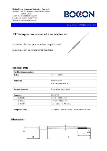 The RTD temperature sensor with connection cable (TM1102)