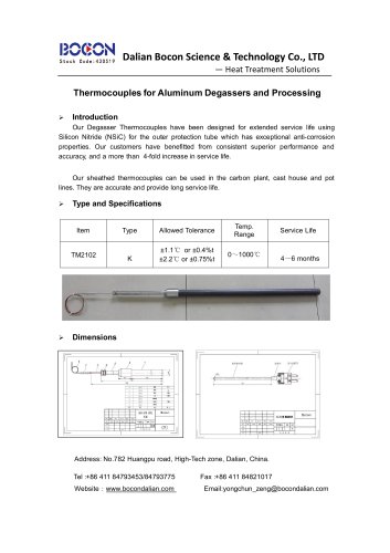 Thermocouple for Aluminum Degassers and Processing