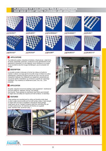 Gratings- nonskid sheet metal flooring