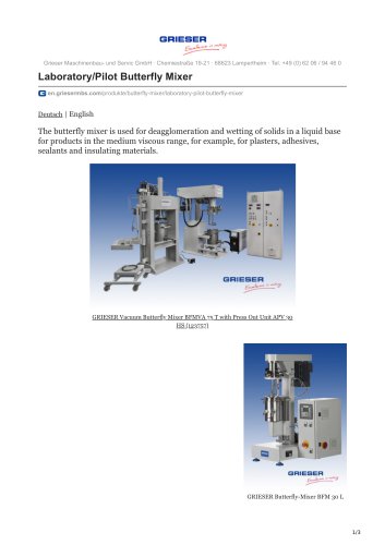 Laboratory/Pilot Butterfly Mixer