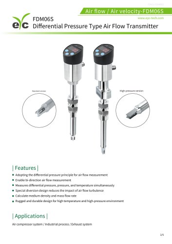 eyc-tech FDM06S Differential Pressure Type Air Flow Transmitter