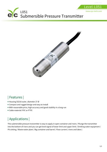 eyc-tech L051 Submersible Pressure Transmitter