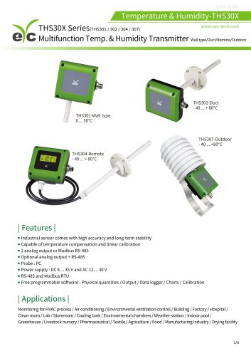 eyc-tech THS30X Series Multifunction Temperature & Humidity Transmitter