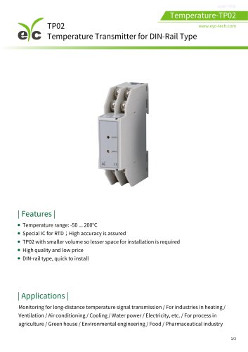 eyc-tech TP02 Temperature Transmitter for DIN-rail Type