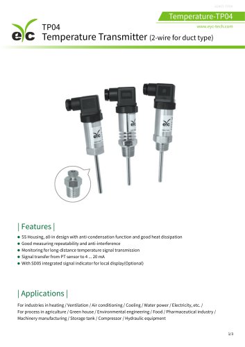 eyc-tech TP04 Temperature Transmitter (2-wire for duct type)