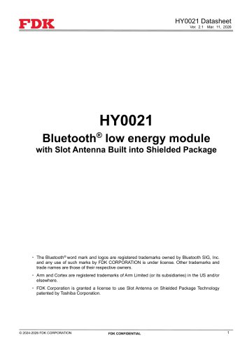 Bluetooth&reg; low energy module Datasheet HY0021