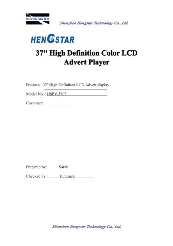 Hengstar FHD LCD Adverting display (HSDS-W3703) for Advertising purpose