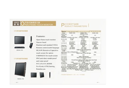 Hengstar Open Frame Monitor (HSOM-1501) for Kiosk