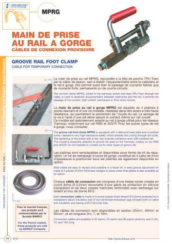 MPRG - Groove rail foot clamp - Cables for temporarry connexion