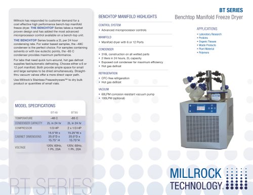 BT SERIES Benchtop Manifold Freeze Dryer