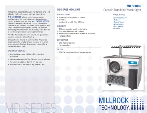 MD SERIES Console Manifold Freeze Dryer