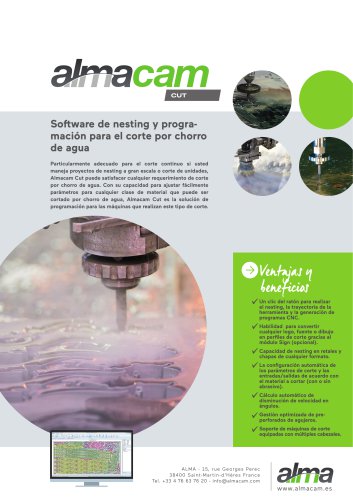 Catálogo del producto Almacam Cut para para el corte por chorro de agua