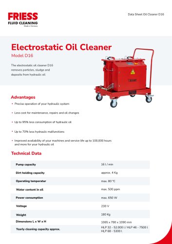 Electrostatic Oil Cleaner D16