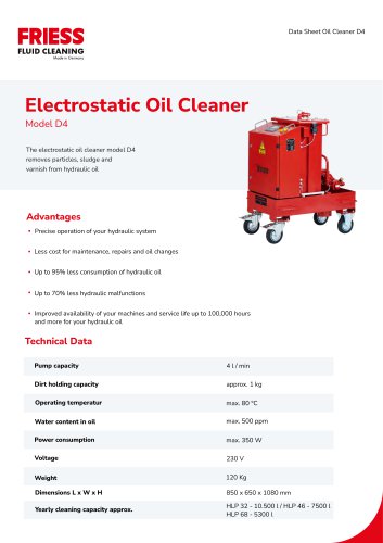 Electrostatic Oil Cleaner D4