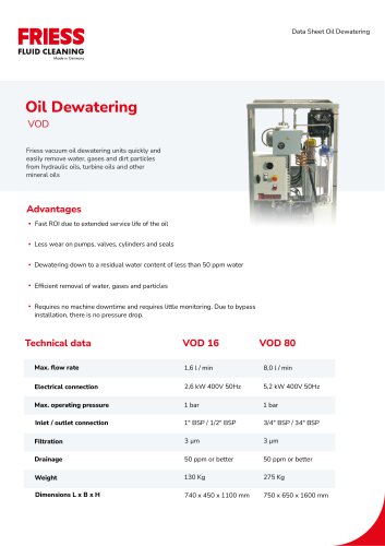 Oil Dewatering VOD16