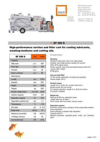 Suction and Filter Cart SF 500 S