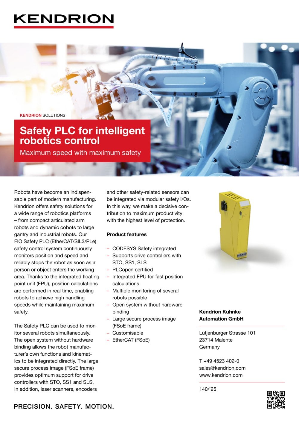Safety PLC for intelligent robotics control  - Kendrion